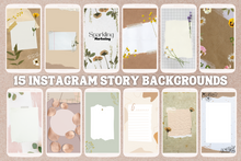 Load image into Gallery viewer, IG Story Backgrounds: Floral Earth Tones Ripped Memo Paper // Instagram Background, Instagram Stories, Story Background, Instagram Template
