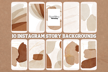 Load image into Gallery viewer, 10 Insta Story Backgrounds, Brown Beige Abstract Watercolor // Instagram Background, Instagram Stories, Story Background, Instagram Template
