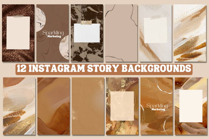 12 Abstract Brown Beige & Gold Glitter Brush Strokes Instagram Story Backgrounds