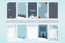Load image into Gallery viewer, Instagram Story Backgrounds, Welcome Winter Blue Snowflakes // Instagram Background, Instagram Stories, Story Background, Instagram Template
