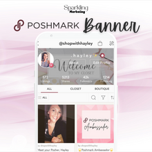 Load image into Gallery viewer, Poshmark Closet Header Banner // Welcome to My Closet // Modern Pink Workspace Flat Lay
