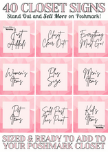 Load image into Gallery viewer, Set of 40 Poshmark Closet Signs [Pink Modern Cursive]
