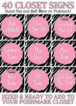 Load image into Gallery viewer, Set of 40 Poshmark Closet Signs [Bright Pink Zebra Print]
