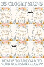 Load image into Gallery viewer, Poshmark Closet Sign Bundle, 35 Ready-to-Use Floral Peach Pastel Signs, Instant Digital Download, Poshmark Seller, Reseller, Closet Dividers
