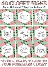 Load image into Gallery viewer, Set of 40 Poshmark Closet Signs [Pink &amp; Green Floral]
