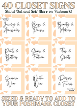 Load image into Gallery viewer, Set of 40 Poshmark Closet Signs [Soft Yellow Animal Print]
