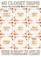 Load image into Gallery viewer, Set of 40 Poshmark Closet Signs [Floral Fall Watercolor]
