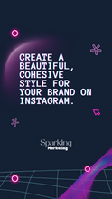 Load image into Gallery viewer, Instagram Story Backgrounds, Black &amp; Purple Gradient, Botanical Neon Light Frames, Instagram Background, Instagram Stories, Story Background
